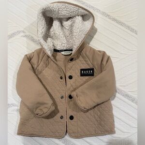 EUC! Baker by Ted Baker Baby Tan Quilted Jacket with Sherpa Lining